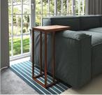 Mesa Lateral Encaixe Apoio de Sofa Elena Cobre E Tampo Amendoa 5
