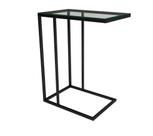 Mesa Lateral Encaixe Elena Preto E Tampo de Vidro