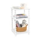 Mesa lateral Fultyle Mesa final de 3 níveis, prateleira aberta, branca