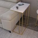 Mesa Lateral Greco 67cm 45cm X 30cm Branco/Dourado