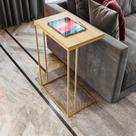 Mesa Lateral Greco 67cm 45cm X 30cm Marrom Natural Tawary/Dourado