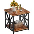 Mesa Lateral GreenForest 60 cm com 2 Prateleiras para Armazenamento Nogueira Mesa Lateral GreenForest 60 cm com 2 Prateleiras para Armazenamento Nogueira