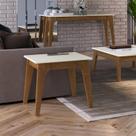Mesa Lateral Happy em Madeira Maciça/MDF - Off White/Garapa