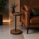 Mesa Lateral Haste Tendência Minimalista Ferro E Madeira Premium