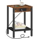 Mesa lateral HOOBRO com estação de carregamento USB Rustic Brown Mesa lateral HOOBRO com estação de carregamento USB Rustic Brown