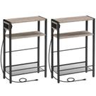 Mesa lateral HOOBRO Small Narrow com estação de carregamento, conjunto de 2
