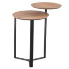 Mesa Lateral Industria Chanfrada Artesano 44 cm (Largura) 2 Tampos MDP Hanover (Mel) Pé Aço Preto