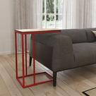 Mesa Lateral Industrial Elena Tampo Amendoa Base Ferro Vermelho Mesa Lateral Industrial Elena Tampo Amendoa Base Ferro Vermelho