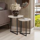 Mesa Lateral Jade Conjunto com 2 mesas Pé de Aço Preto/Off Mesa Lateral Jade Conjunto com 2 mesas Pé de Aço Preto/Off