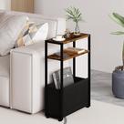 Mesa lateral Leomonio Narrow com cesta de tecido 25,6" H para espaços pequenos