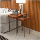 Mesa Lateral Melin G 70x37 Nature Com Pes Metal Cobre DECORA MÓVEIS ONLINE