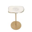 Mesa Lateral Metal Dourado Com Platter de Quartzo Branco
