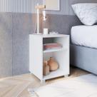 Mesa Lateral Multiuso com Nicho Prateleira Branco