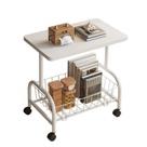 Mesa lateral multiuso organizador rodinhas branca