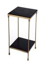 Mesa lateral Offex Modern Iron Black Granite 2 prateleiras