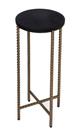 Mesa lateral Offex Transitional Round Black Granite com pernas de ferro