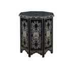 Mesa Lateral Oitavada Preta Detalhes Florais Formosa