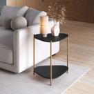 Mesa Lateral Orgânica com Prateleira 44,2cm Pé de Metal Móvel na Caixa Mesa Lateral Orgânica com Prateleira 44,2cm Pé de Metal Móvel na Caixa