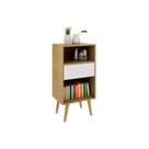 Mesa Lateral p/ Sala E1715 c 1 Gaveta e 2 Nichos Natural/Off White - Tecno Mobili