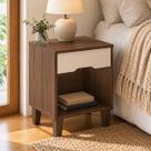 Mesa lateral para Cabeceira de cama Clássica Com 1 Gaveta e nicho em mdf com pés de madeira