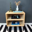 Mesa Lateral Prateleira com pé Style de Ferro e Madeira Industrial Natural e Preto Mesa Lateral Prateleira com pé Style de Ferro e Madeira Industrial Natural e Preto