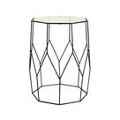 Mesa Lateral Preta em Metal e Vidro - 48cm