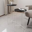 Mesa Lateral Redonda Áquila Branca e Tampo Preto