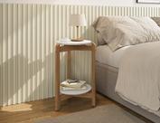 Mesa Lateral Redonda Lizz MDF Pés em Madeira Branco Cedro Casa D