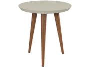 Mesa Lateral Redonda Pés Madeira Luna 440 Off White - Patrimar Móveis Mesa Lateral Redonda Pés Madeira Luna 440 Off White - Patrimar Móveis