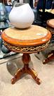 Mesa Lateral Redondo Madeira Faia Torneado Bronze Incrustado