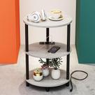 Mesa lateral RISWER pequena redonda de 3 camadas com portas USB Greige