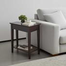 Mesa Lateral Sala Com Prateleira Madeira Maciça Marrom Adan