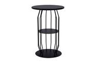 Mesa Lateral Silueta Baixa Redonda Luxo Minimalista Preto