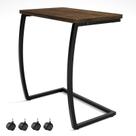 Mesa lateral SRIWATANA em forma de C com rodas giratórias Dark Walnut Mesa lateral SRIWATANA em forma de C com rodas giratórias Dark Walnut
