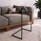 Mesa lateral steel quadra em aço carbono preto fosco tampo preto ou cor madeira vermont 58 cm- artesano