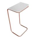 Mesa Lateral Tampo Branco Multiuso P/ Sofá Base Bronze Mesa Lateral Tampo Branco Multiuso P/ Sofá Base Bronze