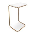 Mesa Lateral Tampo Multiuso P/ Sofá Base Dourado Branco
