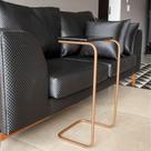 Mesa Lateral Tampo Multiuso Para Sofá Base Dourado J01 - D'rossi Preto