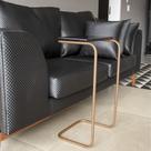 Mesa Lateral Tampo Preto Multiuso para Sofá Base Metálica J01 - D'Rossi