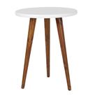 Mesa Lateral Theo Redonda 48cm x 65cm - Nozes e Branco