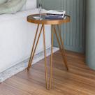 Mesa Lateral Tripé Sofisticada Estilo Industrial Com Espelho - LH Móveis