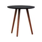 Mesa Lateral Tripé Tampo Mdf E Pés Madeira Eucalipto Maciço - Amêndoa Preto