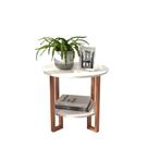 Mesa Lateral Tulipa 2 Tampos com Pés de Ferro - Branco Mesa Lateral Tulipa 2 Tampos com Pés de Ferro - Branco