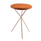 Mesa Lateral Uno Aço Tampo 54x37x37 Cm Marrom Rose Gold/Mel