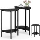 Mesa lateral Vagusicc, meio redonda, conjunto de 2 pretas para sala de estar Mesa lateral Vagusicc, meio redonda, conjunto de 2 pretas para sala de estar