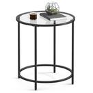 Mesa lateral VASAGLE de vidro redondo com estrutura de metal preta