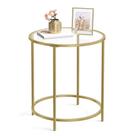 Mesa lateral VASAGLE de vidro redondo com moldura de metal cor dourada
