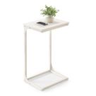 Mesa lateral VASAGLE em forma de C creme branca 30x40x67 cm