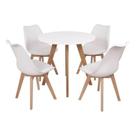 Mesa Laura 80cm Branca + 4 Cadeiras Leda - Branca