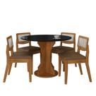 Mesa Linares Com 4 Cadeiras Sextavada Freijó/pret/material sintético Caramelo- Ma Mesa Linares Com 4 Cadeiras Sextavada Freijó/pret/material sintético Caramelo- Ma